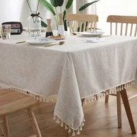 washable cotton linen tablecloths fabric tassel tablecloth dust proof table cover for kitchen dinning tabletop home decoration