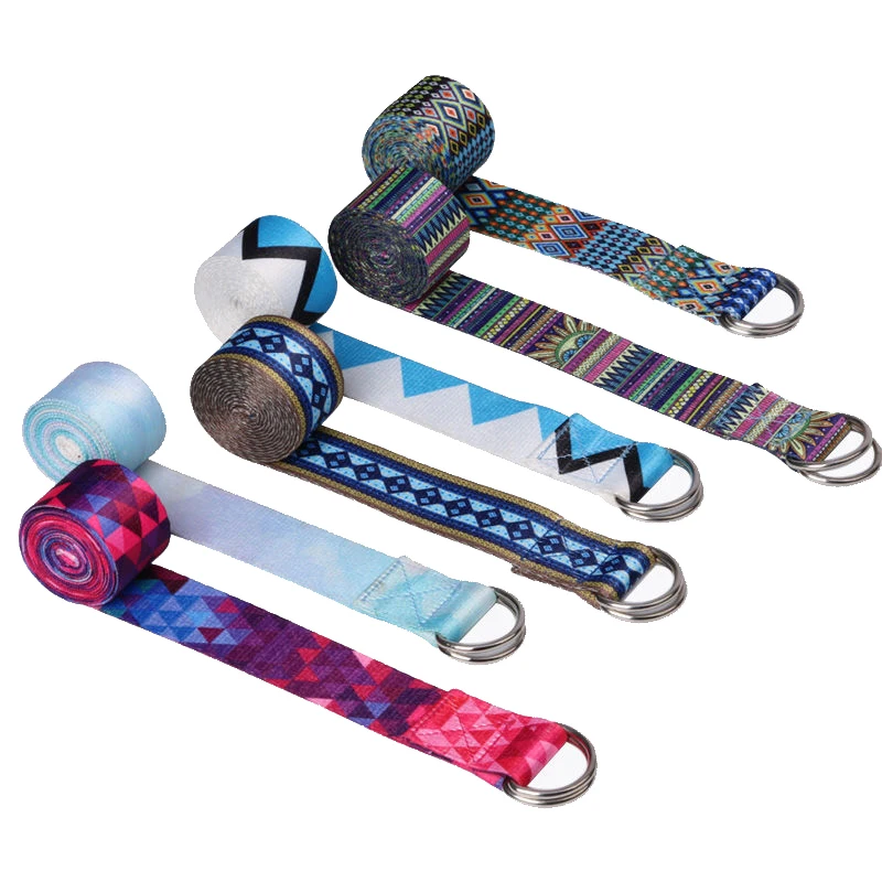 

Ремень для йоги, разноцветный ремень с D-образным кольцом, спортивный ремень, ремень для переноски через плечо, ремень для фитнеса, эспандер ...