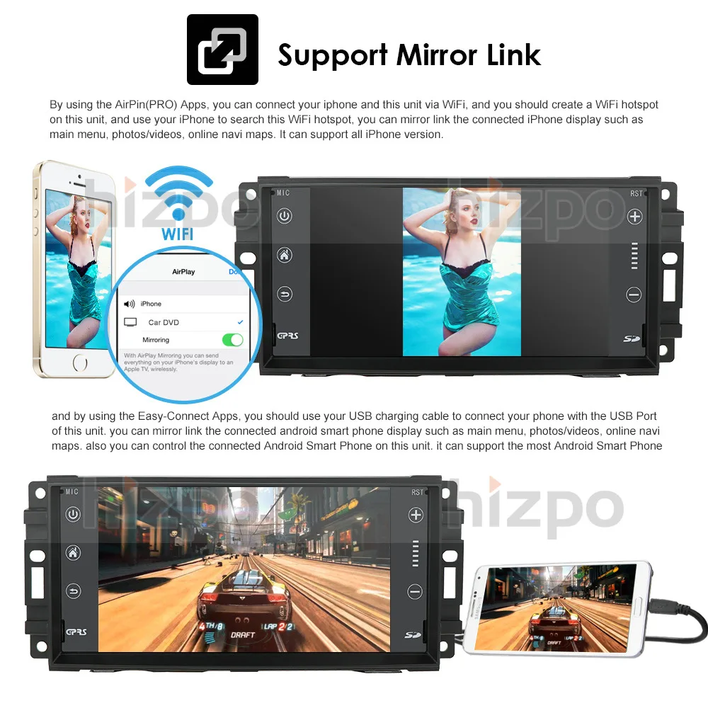 Ossuret Android 10 автомобильное стерео 2G + 16G для Dodge Ram Challenger Jeep Wrangler JK головное