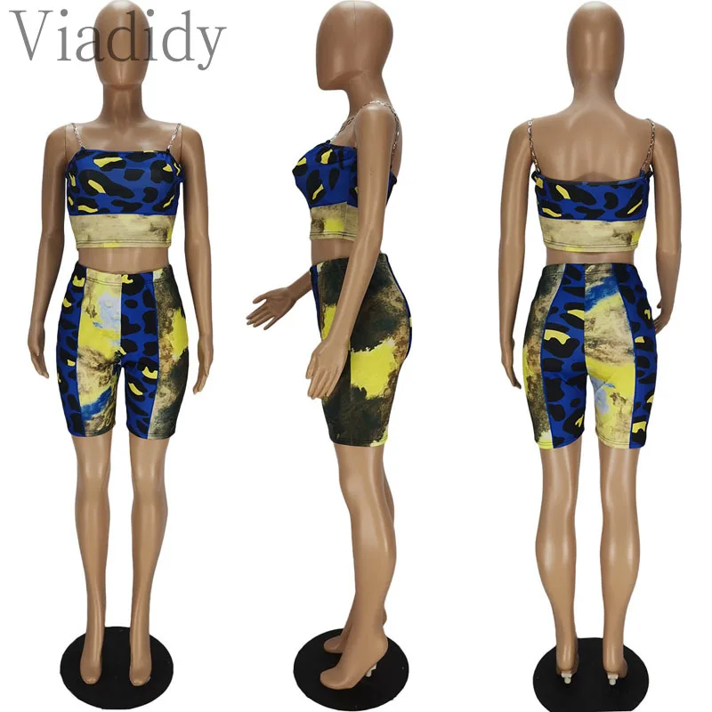 

Women 2 Piece Set Print Sleevless Strapless Top and High Waist Shorts Suit Sportswear