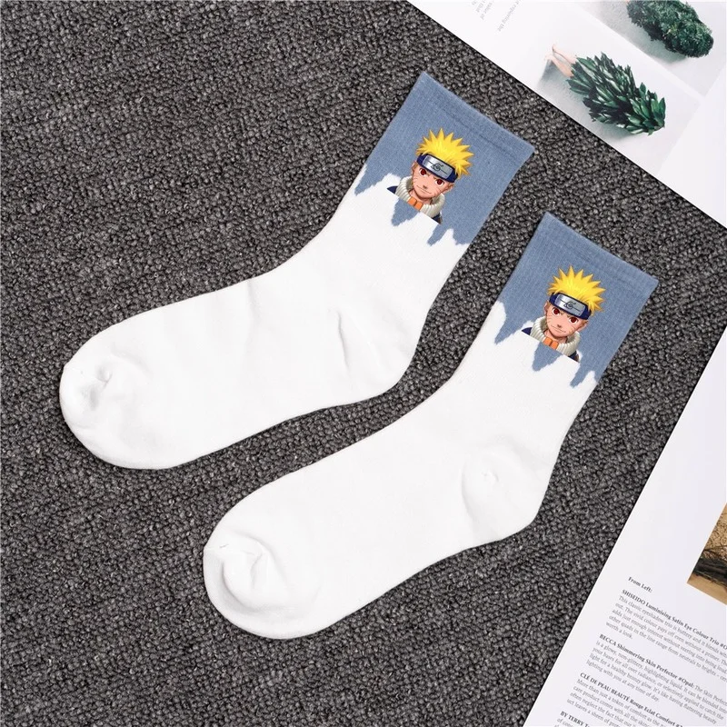 Calcetines de tubo con dibujos de Naruto para ni&ntilde;os y ni&ntilde;as, calcet&iacute;n informal de anime, Sasuke Sakura, cosplay, 1 par-3