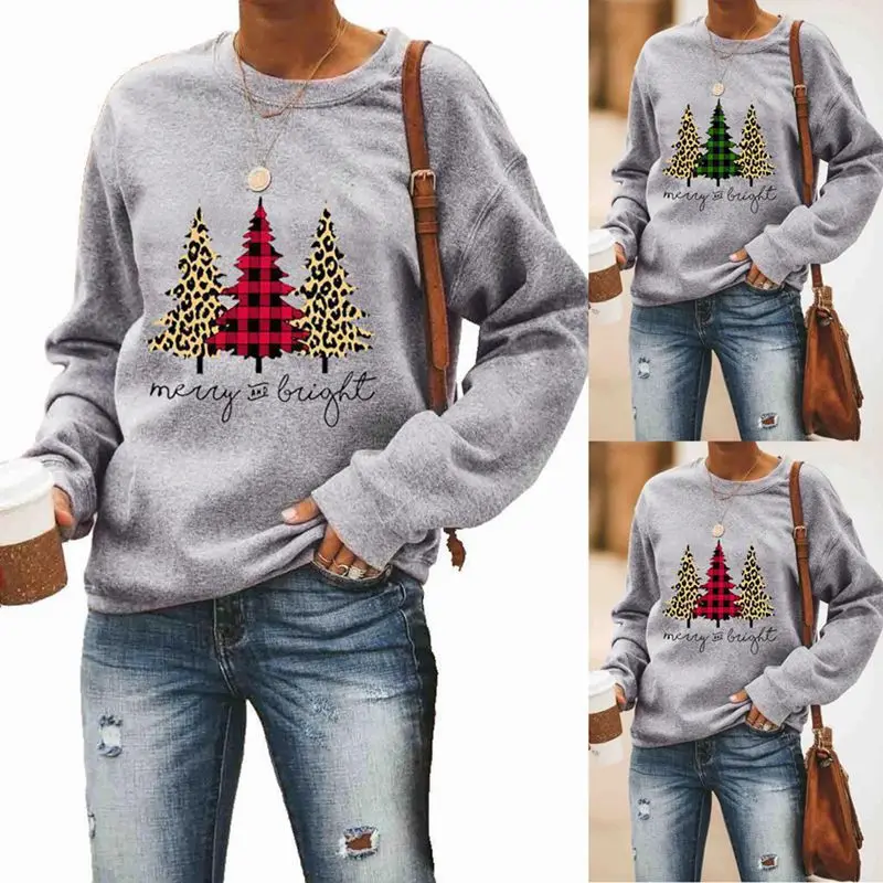 

Fashion Grey Casual Hoodies Sweatshirts Women Christmas Streetwear Autumn Winter Pullover Female Xmas Outwear