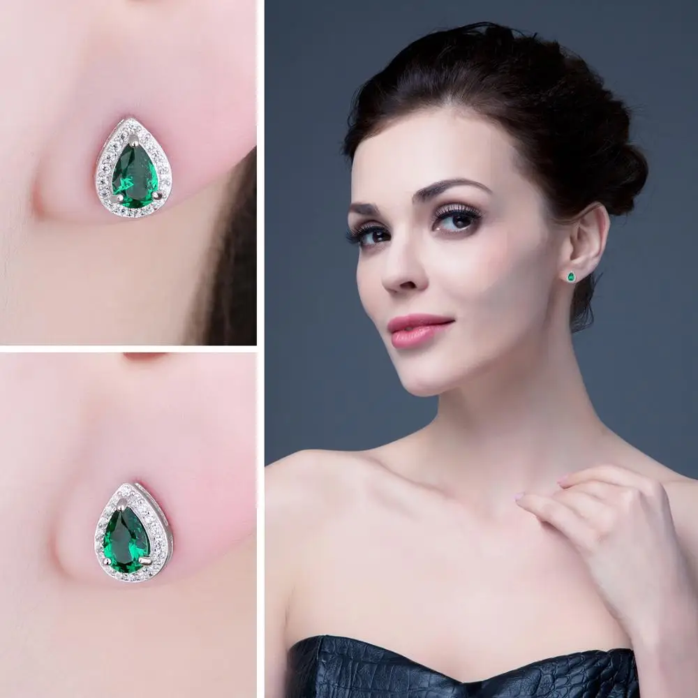 JPalace Created Nano Emerald Stud Earrings 925 Sterling Silver For Women Gemstones Korean Earings Fashion Jewelry 2019 | Украшения и