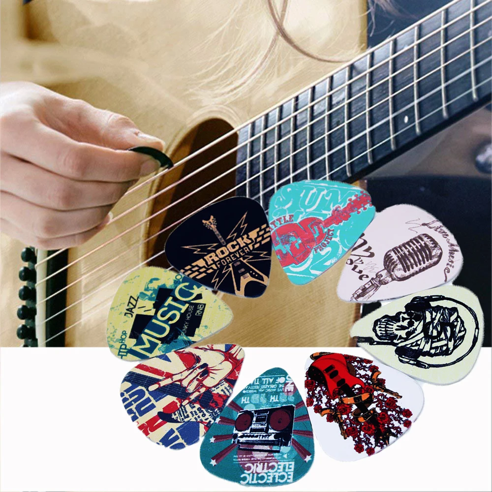 2/6/10 Pcs Guitar Picks Mediator Thickness 0.46 0.71 0.81 0.96 1.20 1.50 mm - Color Random Mixed Pattern