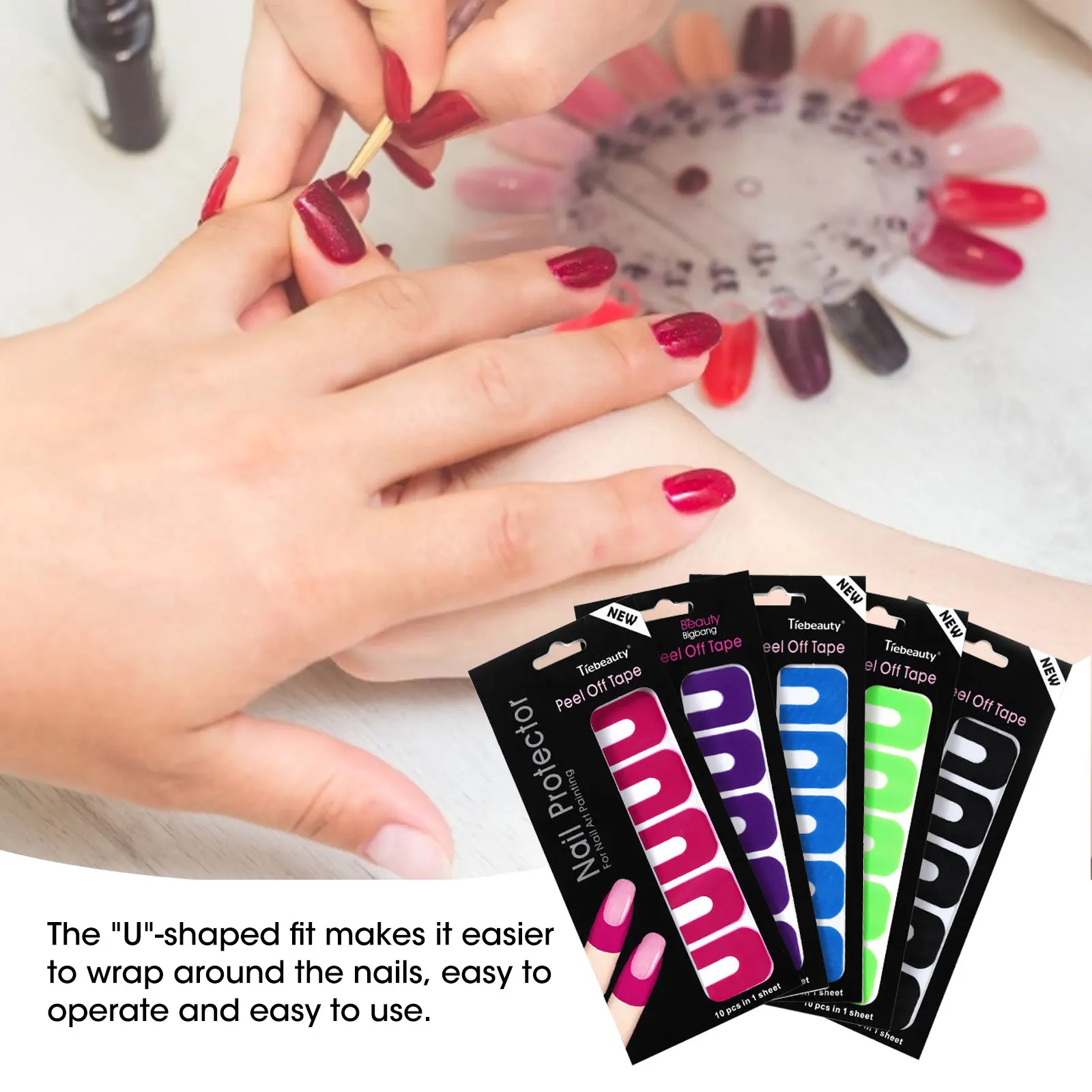 

10Pcs/sheet U-shape Nail Polish Varnish Protector Stickers Holder Tool Creative Spill-proof Durable Manicure Tool Finger Cover