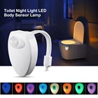 Новый светодиодный светильник для туалета, умный датчик движения человека, лампа для ванной, Ночной светильник, автоматический активированный водонепроницаемый 8 цветов, туалетный светильник s