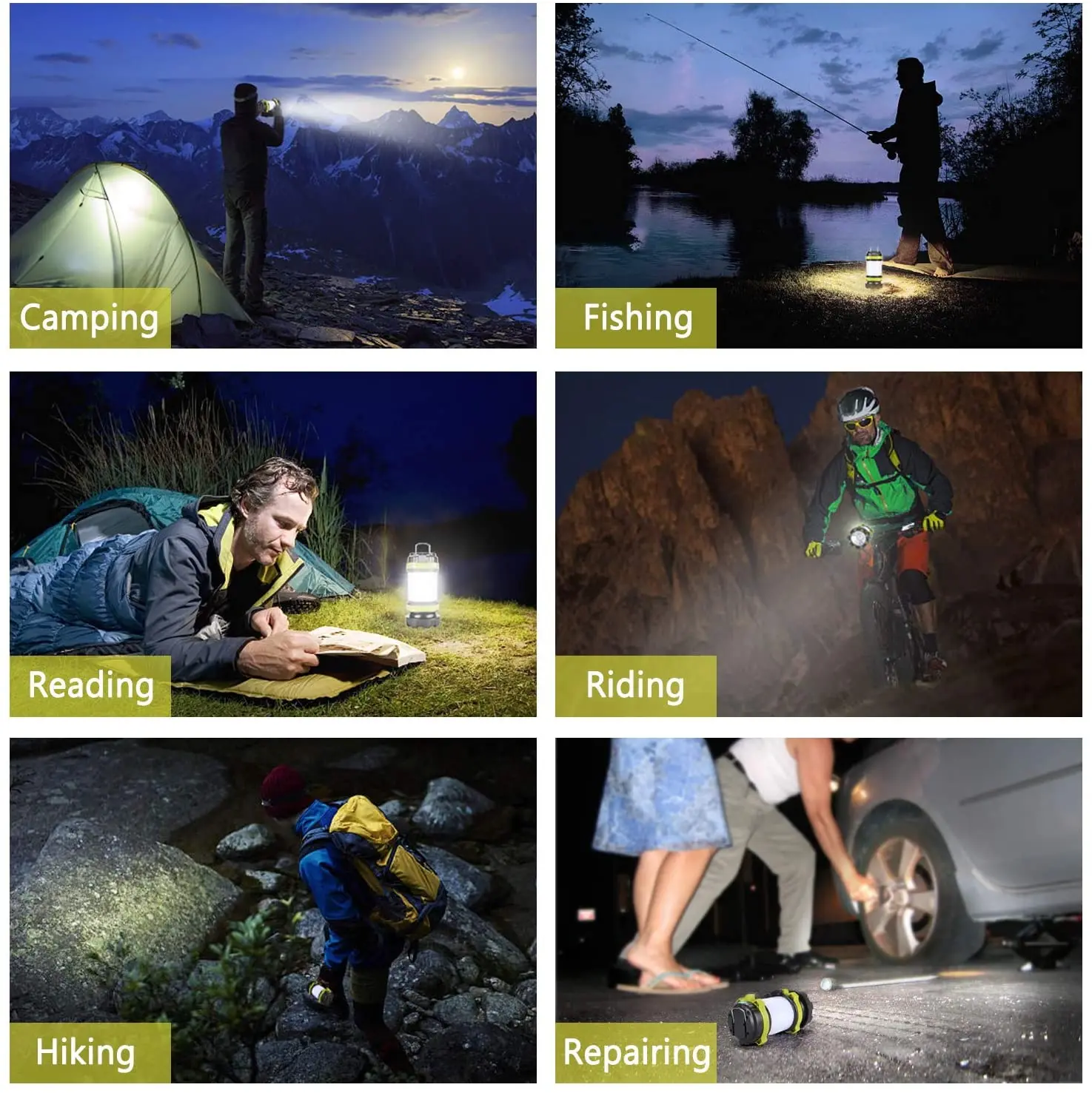 

Powerful LED Camping Lantern Waterproof Dimmable Work Light USB Rechargeable Camping Lantern Handheld Spotlight Searchlight