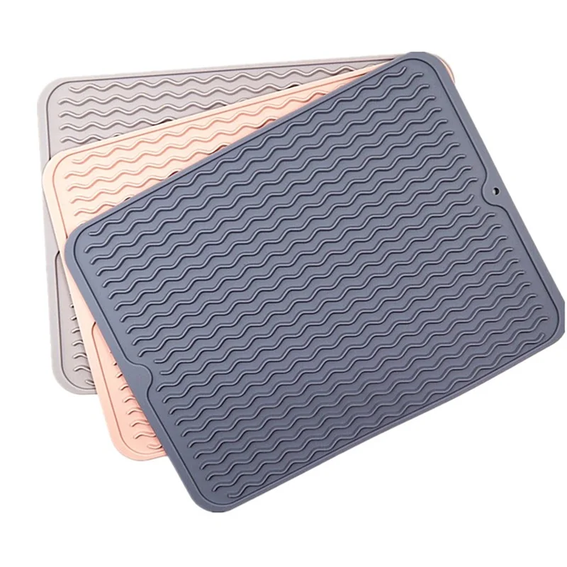 

Silicone Dish Drying Mats Thickness Heat Resistant Trivet Drip Tray Cup Coasters Non-slip Pot Holder Table Kitchen Accessories