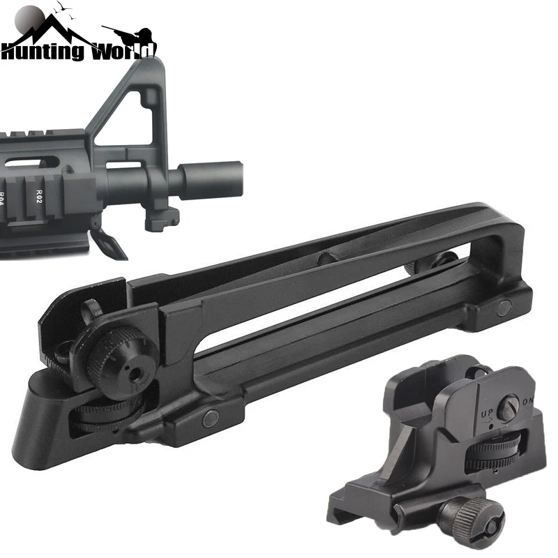 

Tactical Front Triangle Front Iron Sight Dual Apertures A2 Rear Sight Carry Handle Mount for Hunting Airsoft M4 M16 AR15 Rifle
