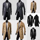 Зимнее шерстяное пальто, куртки, повседневное приталенное плотное пальто из смешанного хлопка, длинное мужское пальто, верхняя одежда, Мужское полупальто