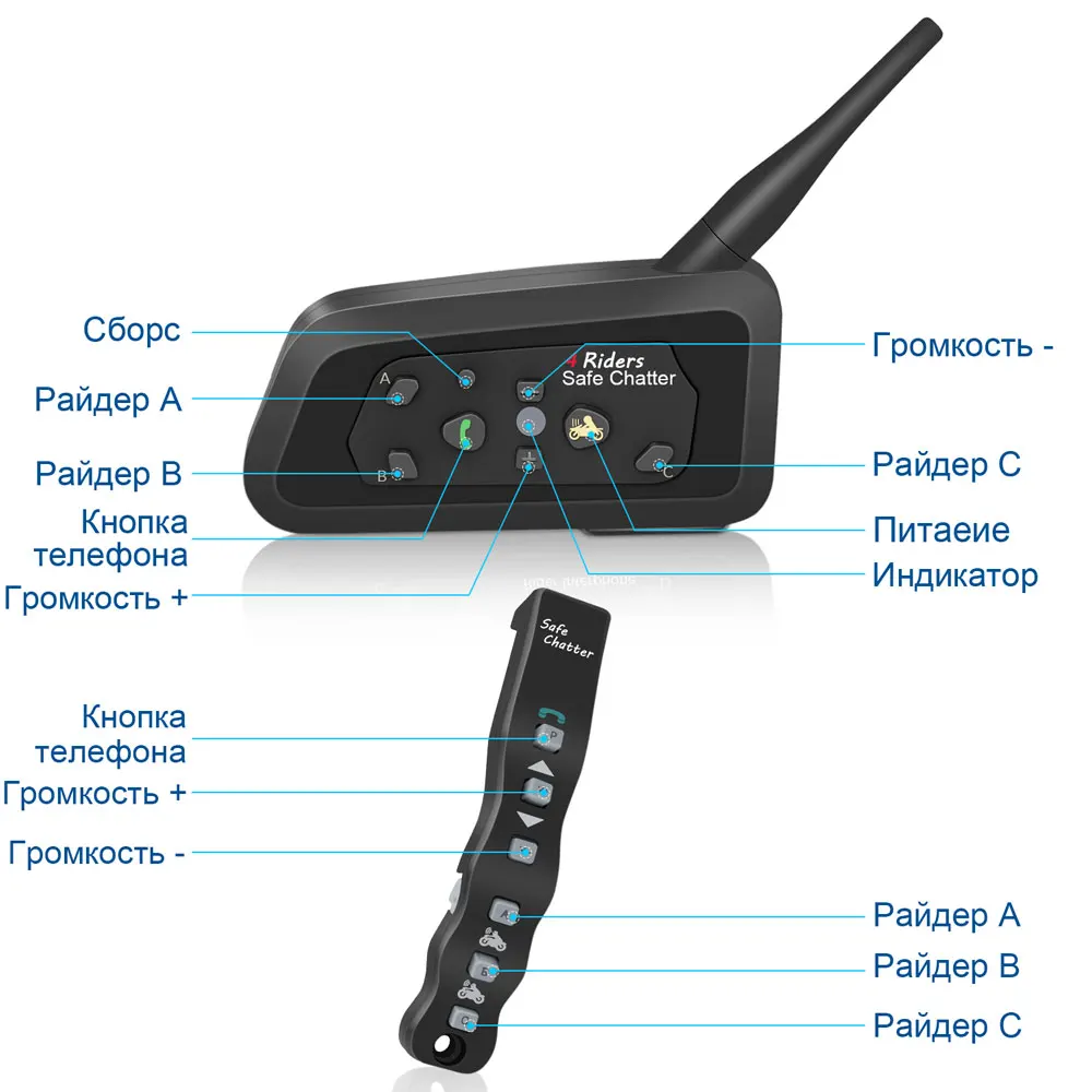 Lexin 1шт A4 BT Интерком с Пульта Дистанционного Управления для 4 Гонщков Bluetooth