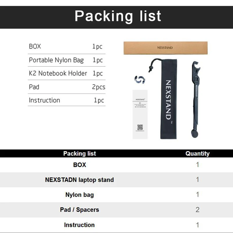 Подставка для ноутбука NEXSTAND K2 нейлоновый складной портативный кронштейн с углом