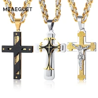 crucifixo cross necklace men stainless steel 24 byzantine chain male necklaces pendants
