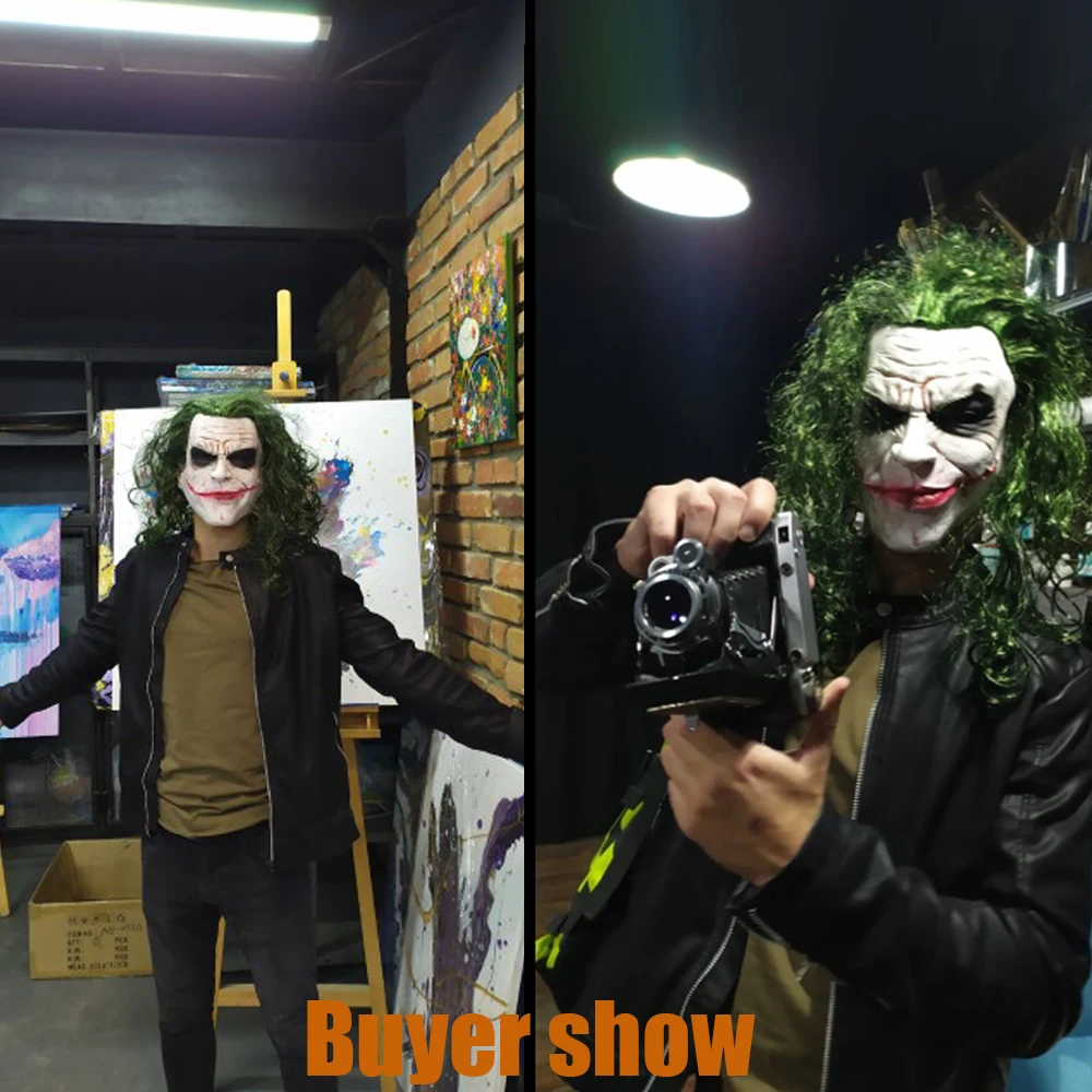 Латексная Маска Джокера для косплея клоуна из страха страшный парик с зелеными