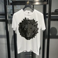 mens young new street t shirt personality youth 3d animal pattern hot rhinestone exaggerated loose 5xl cotton short sleeve
