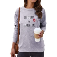 wz20411 autumn and winter womens wear anti wrinkle christmas letter printing harajuku long sleeve round neck pullover woman