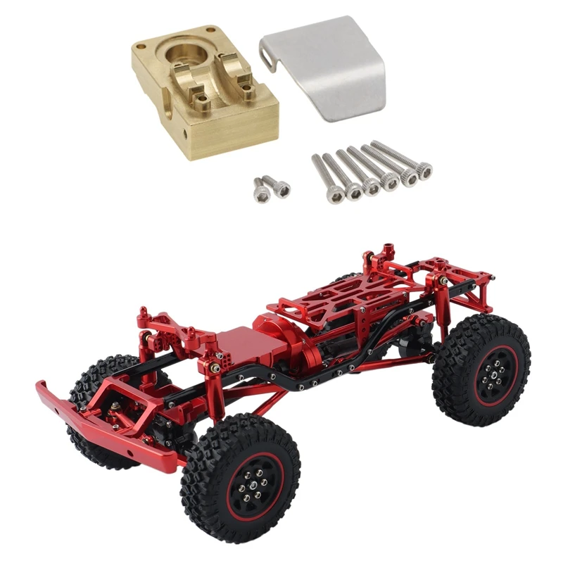 

2 Set RC Car Part: 1 Set Brass Differential Cover Bridge Axle Cover with Armor & 1 Set Assembled Frame Body Chassis