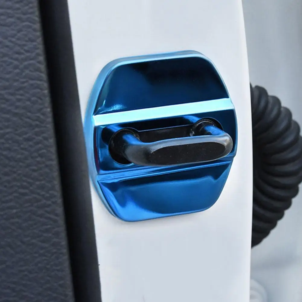 

1pc Car Accessories Decor Steel Car Door Lock Protective Auto Cover Fit For