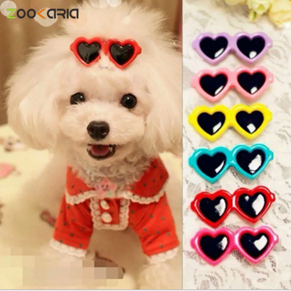 

Pet Lovely Heart Sunglasses Hairpins Pet Dog Bows Hair Clips for Puppy Dogs Cat Yorkie Teddy Pet Hair Decor Pet Supplies