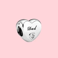 hot sale 925 sterling silver dad letter heart dangle charm bead fit original pandora charm bracelet dad birthday jewelry gift