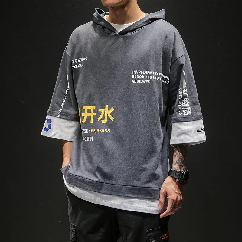 Футболки с принтом уличная одежда 2019 хип хоп Китайский Персонаж повседневные