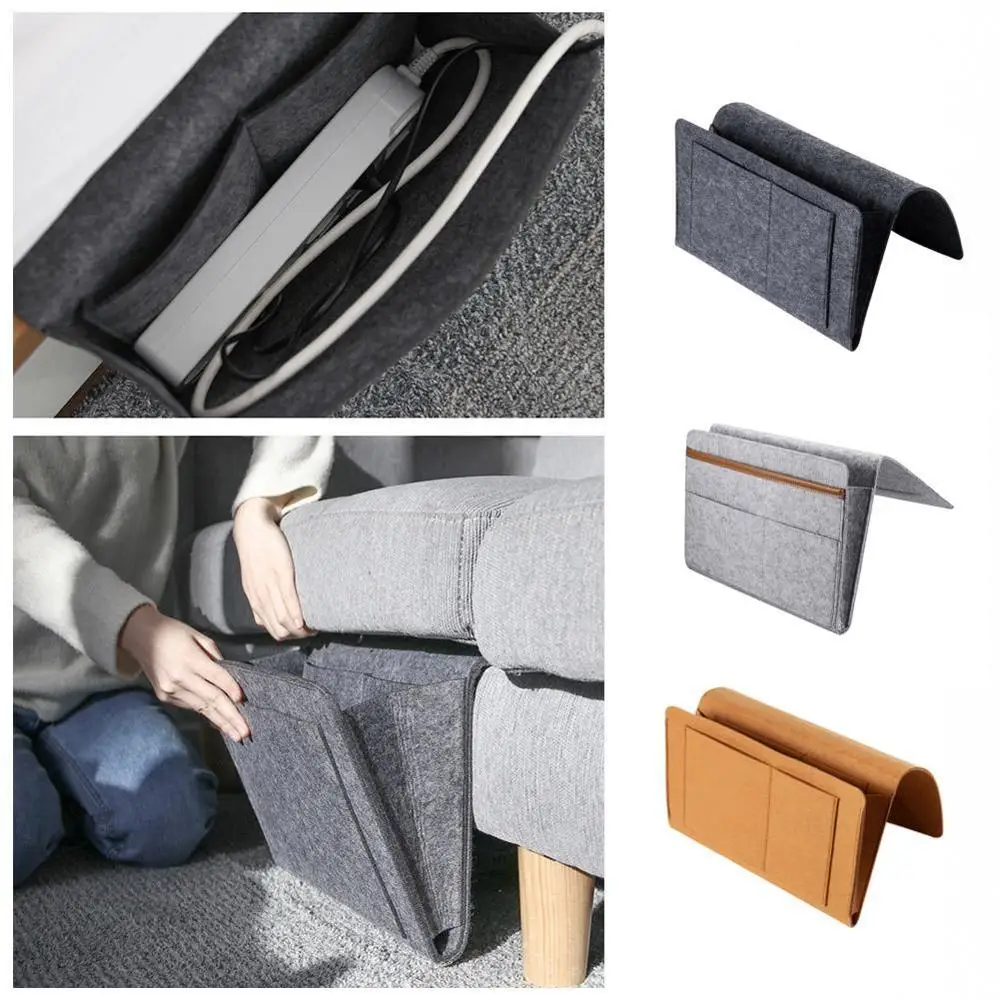 

Felt Bedside Storage Organizer Bed Desk Bag Sofa TV Remote Hanging Storage Holder Bed Caddy Control Couch Pockets Organizer I2Y2