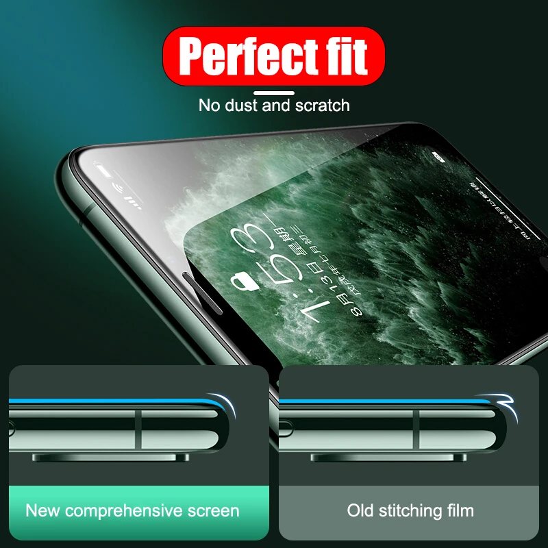 

2000D Curved Edge Protective Glass On For iPhone 11 12 Pro XS Max X XR Tempered Glass Film iPhone 7 8 6 6S Plus Screen Protector