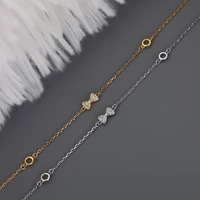 genuine 925 sterling silver micro paved bowknot chain bracelets for women hypoallergenic jewelry