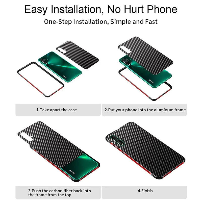 Для huawei Nova 4 Nova5 P20 P20Pro Honor 20 чехол Роскошная алюминиевая рама бампер из углеродного