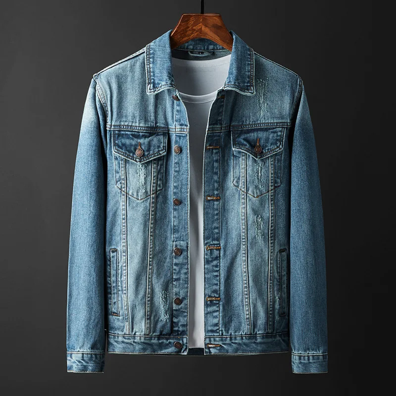 

2022 Autumn Men's Denim Jacket New Handsome Loose Lapel Denim Jacket