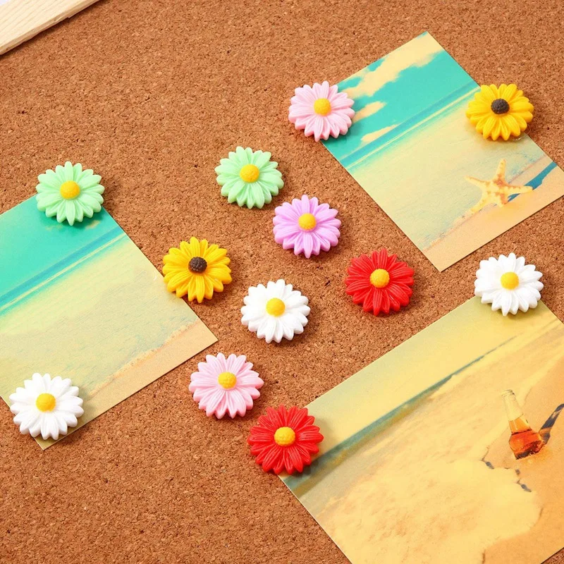 

50 Pieces Flower Push Pins Decorative Daisy Push Pins Colorful Flower Thumb Tacks for Corkboard Photo Wall Memo Home