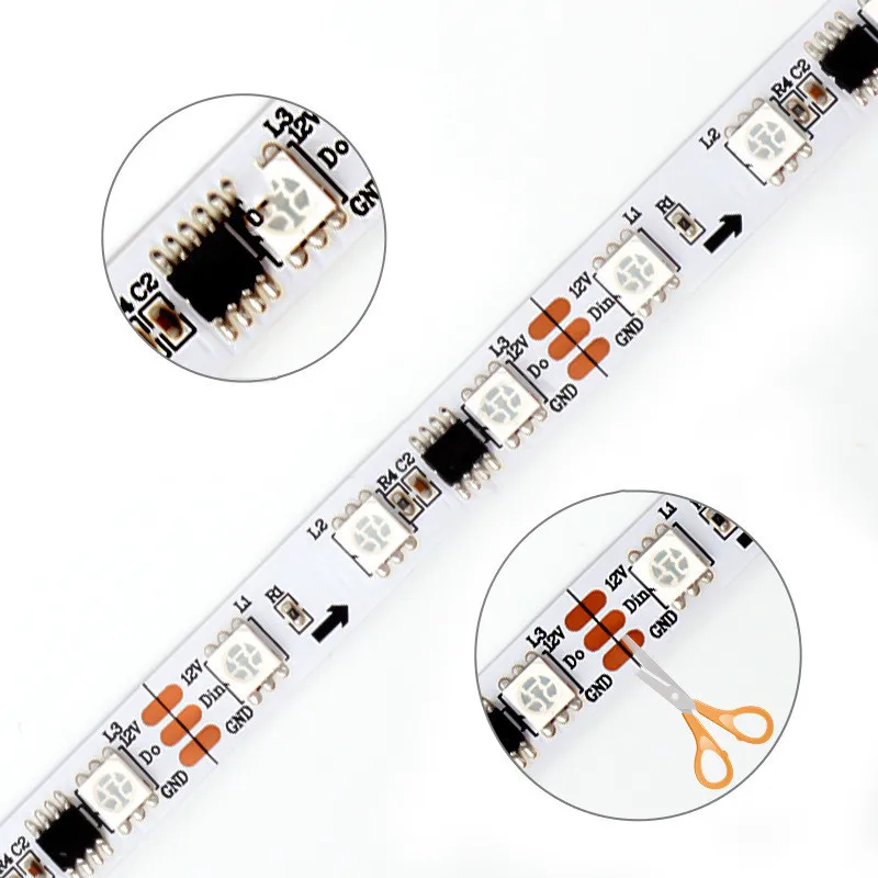 DC12V WS2811 5050 RGB адресуемых светодиодные полосы пикселей светильник полный Цвета