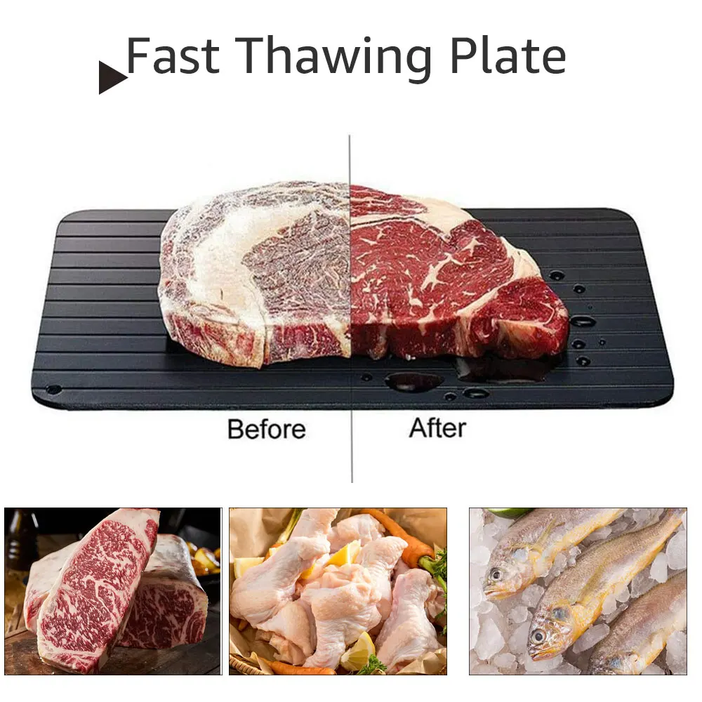 

Fast Defrosting Tray for Frozen Meat Rapid and Safer Way of Thawing Food Defroster Plate Thaw by Miracle Natural Heating