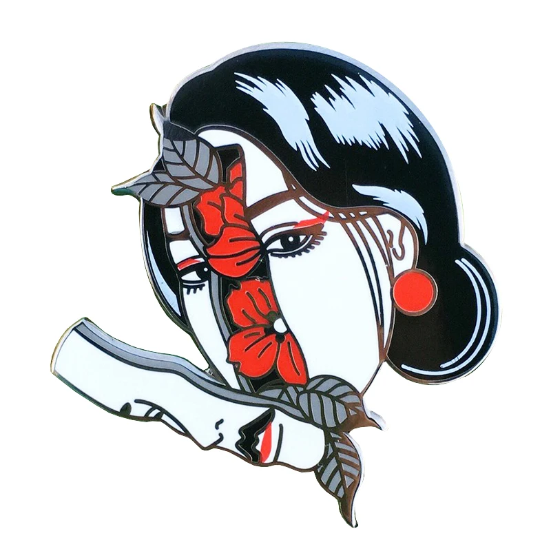 Эмалированная заколка с раздельным лицом Женская фигурка значок на лацкан