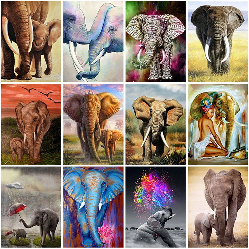 

Elephant DIY 5D Diamond Painting Full Round Drill Rhinestones Mosaic Animal Diamond Embroidery Cross Stitch Kits Home Decor