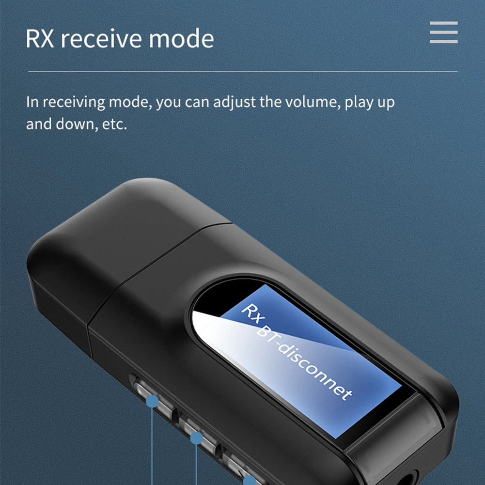 Беспроводной аудио адаптер с ЖК дисплеем Портативный USB интерфейс 3 5 мм приемник