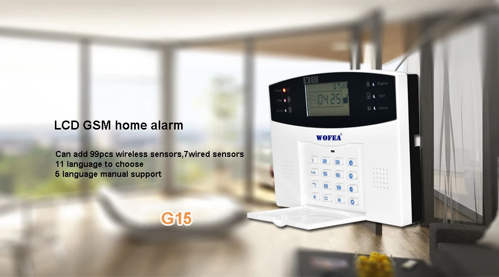 wofea ios android app control wireless home security gsm alarm system two way intercom sms notice for power off free global shipping