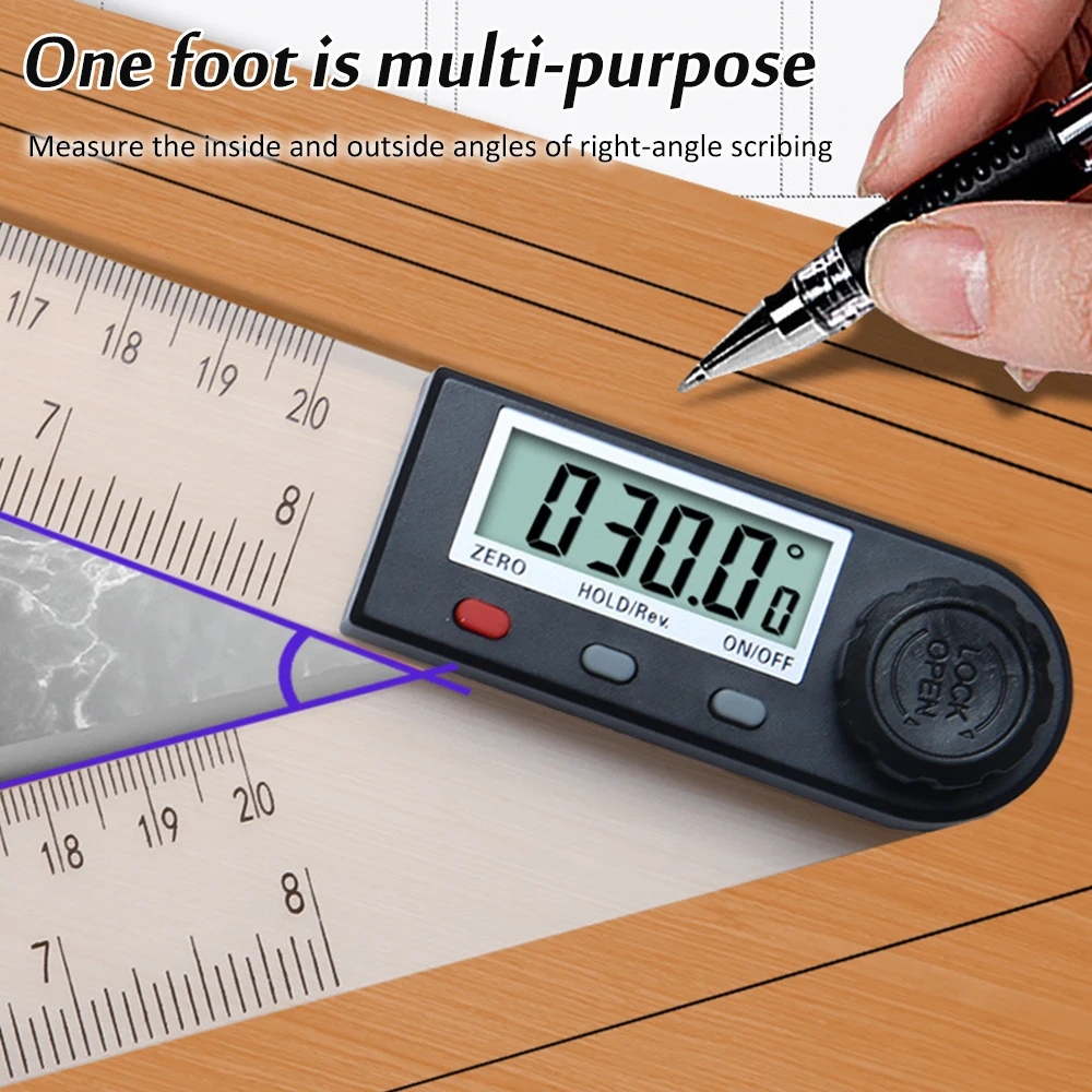 

0-200mm Stainless Steel Digital Protractor Inclinometer Goniometer 360 Angle Ruler Electronic Angle Finder Measuring Tool