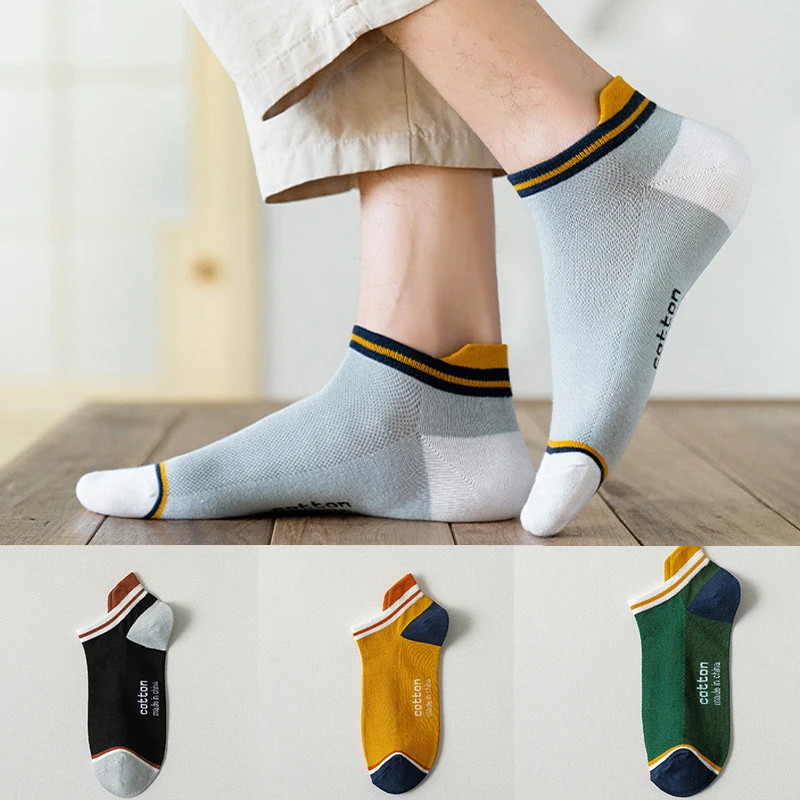 

Летние Новый стиль короткие носки для мужчин, 1 пара, Модные дышащие носки, носки-башмачки, мужская повседневная обувь для улицы, Нескользящи...