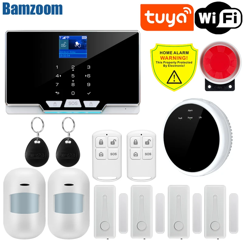 

Tuya Smart WIFI GSM Security Alarm System Works With Alexa Home Burglar Motion Detector Smoke Door Window Sensor IP Camera