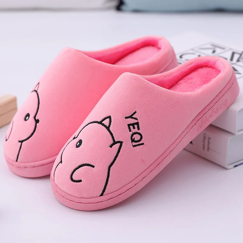 New Autumn and Winter Cotton Slippers Female Couple Cartoon Cute Home Home Non-slip Warm Slippers Men Winter  Shoes for Women