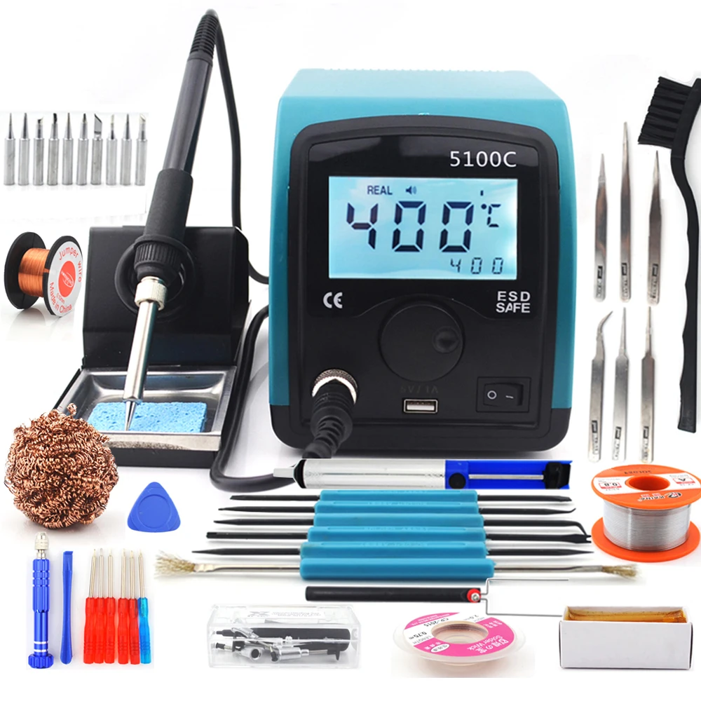 75 Вт ЖК Смарт бессвинцовый цифровой сварочный паяльник паяльная станция 5100C с USB