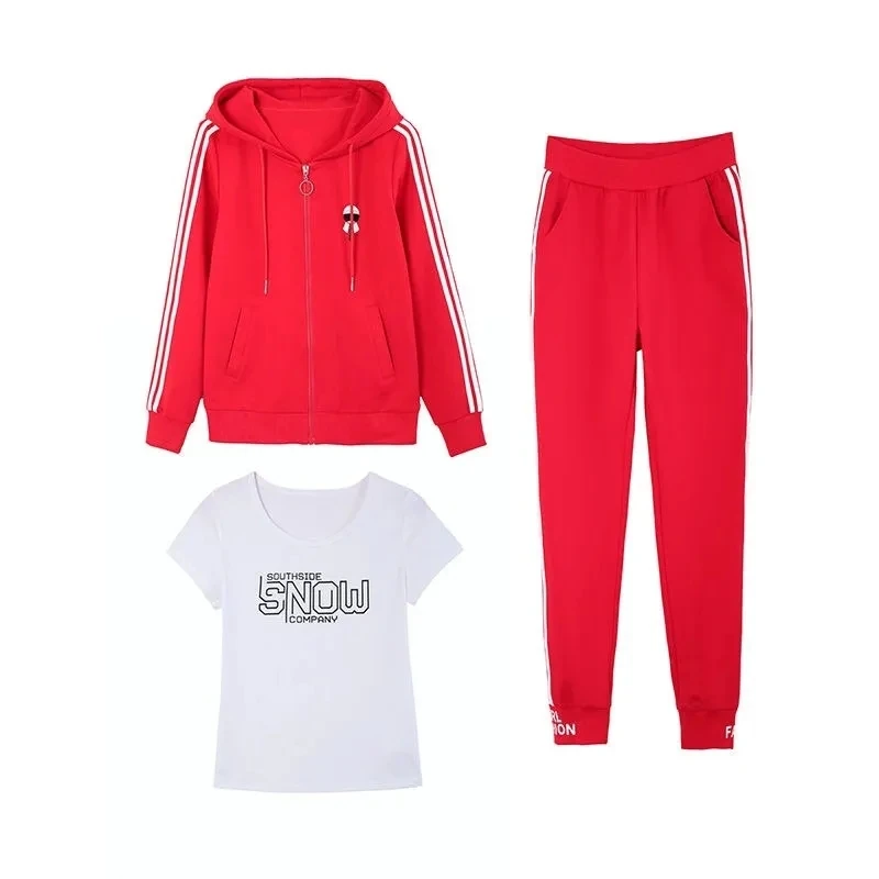 

Casual Sports Suit 3 Piece Set Women Outfit 2021 Spring Autumn Fashion Jogging Tracksuit Zipper Hooded Tops Pantsuit Sweatsuit
