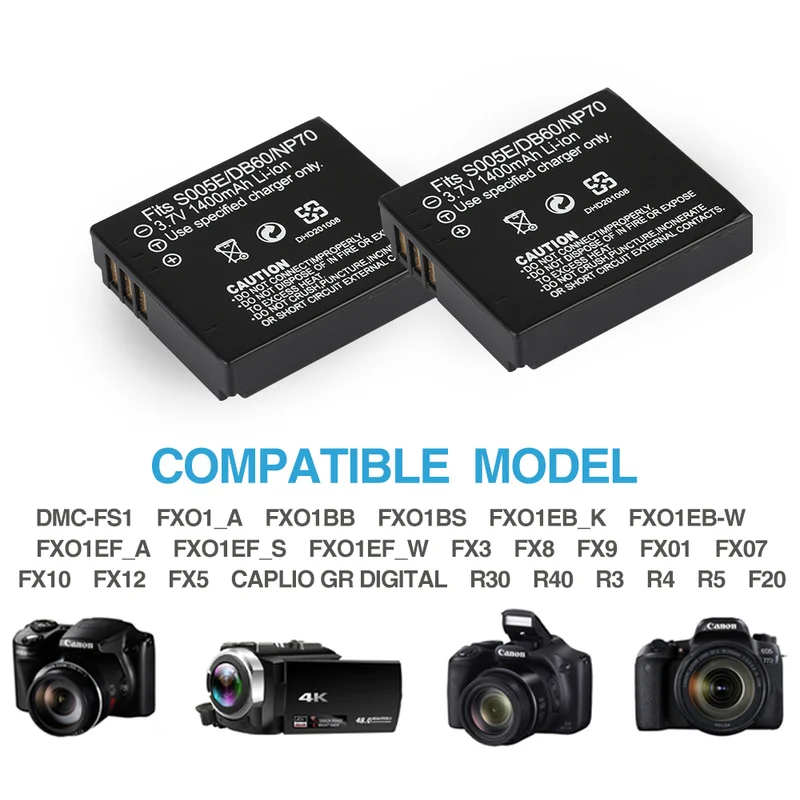 Аккумулятор для фотоаппарата Panasonic Lumix CGA S005 LX1 LX2 LX3 FX01 FX07 FX100 1400 мАч CGAS005E