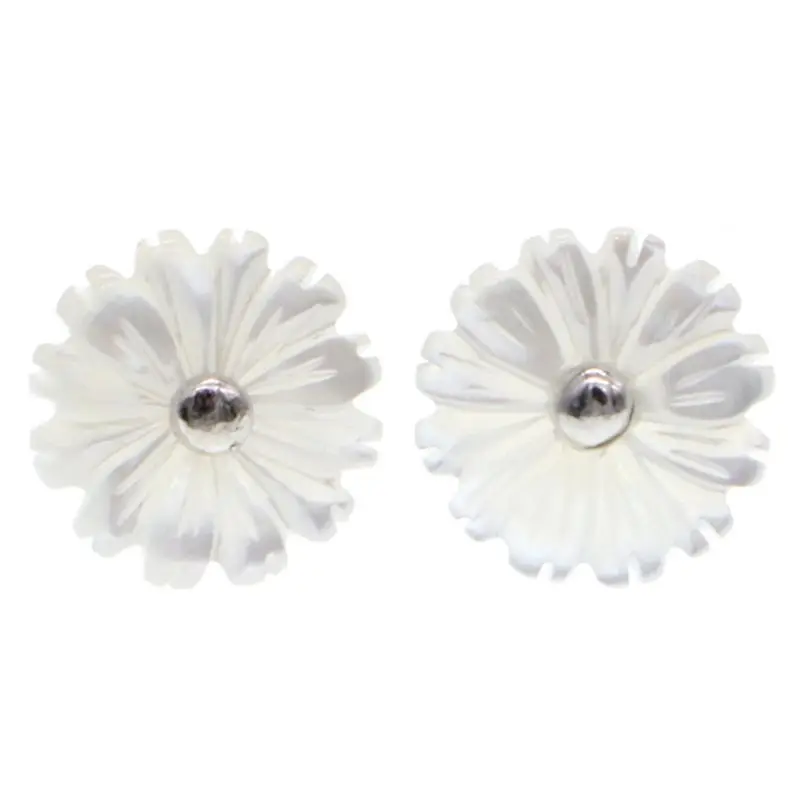 925 пробы Серьги белый мать Хризантема с жемчужиной Маленькое платье цветочным