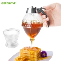 4pcs honey juice syrup dispenser pot jar cup acrylic bee hive with trigger stand juice syrup cup kitchen accessories drop