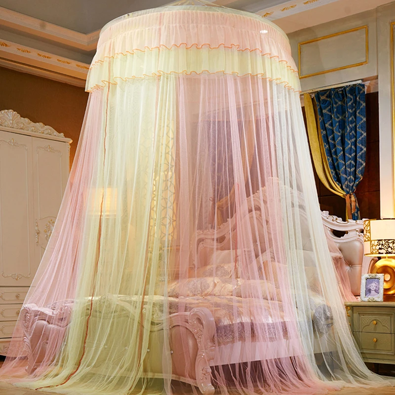

Mosquito Net Red Blue Round Lace Curtain Dome Bed Canopy Netting Princess Summer New Romantic Hanging For Home Decor 2021