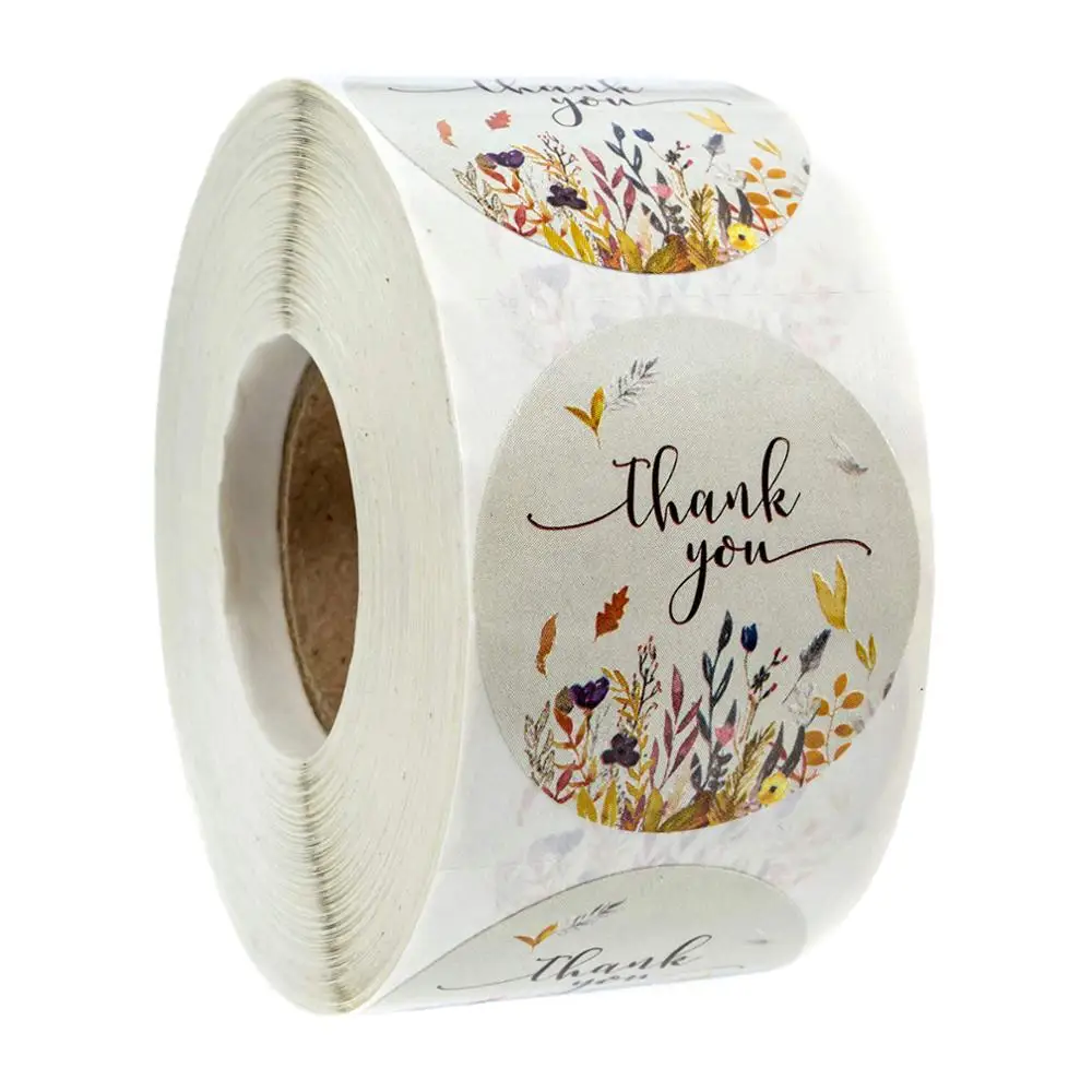 

1 Inch Round Autumn Flower Thank You Sticker Seal Labels 500 Lables Thank Yoy Stickers for Teacher Kids Gift Toys Stickers