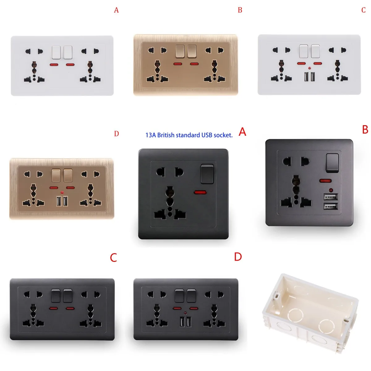 

EU Standard USB socket Double Outlet Quality power panel 146mm * 86mm,Double frame Wall USB Power Outlet