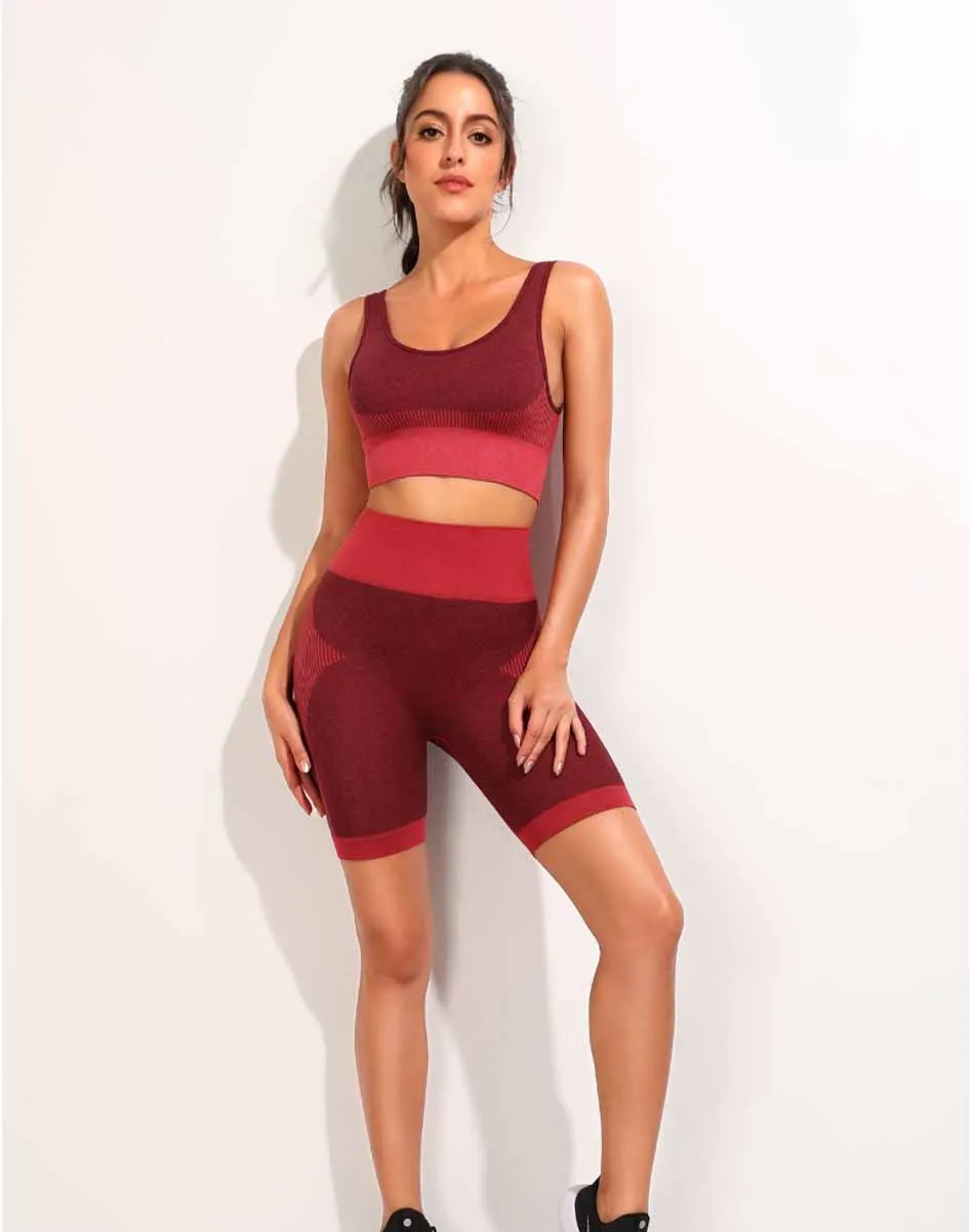 Бесшовная женская спортивная одежда костюм для йоги из 3 предметов брюки с